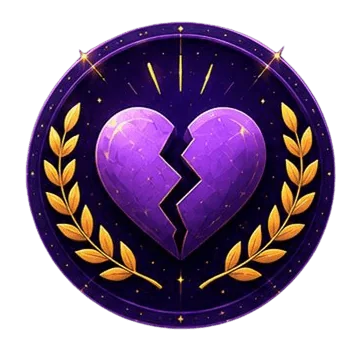 Heart and golden laurel emblem