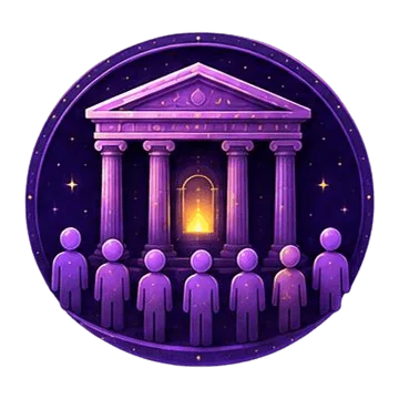 Agora temple and community emblem